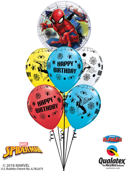 Bukiet 626 Spiderman Birthday Bubble Qualatex #54052 18672-6