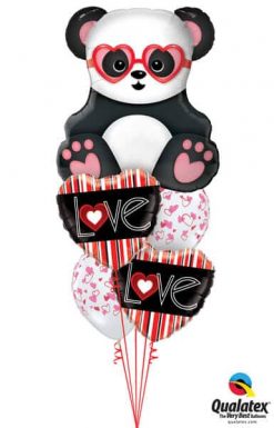 Bukiet 688 Vertical Stripe Valentine Hearts & Panda #54882 21689-2 38433-2