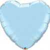 36″ / 91cm Solid Colour Heart Pearl Light Blue Qualatex #74625