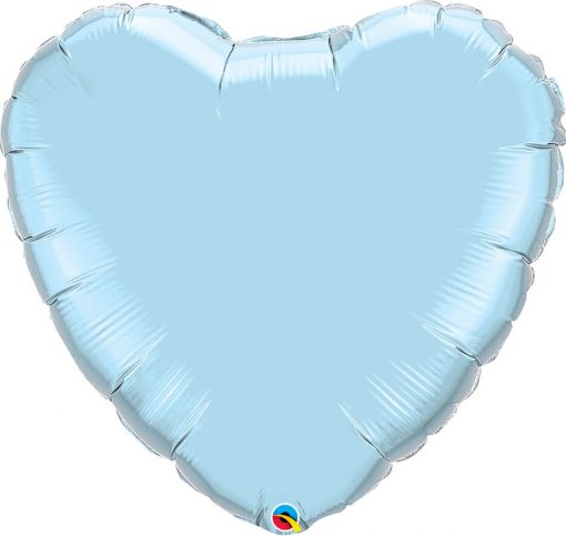 36″ / 91cm Solid Colour Heart Pearl Light Blue Qualatex #74625