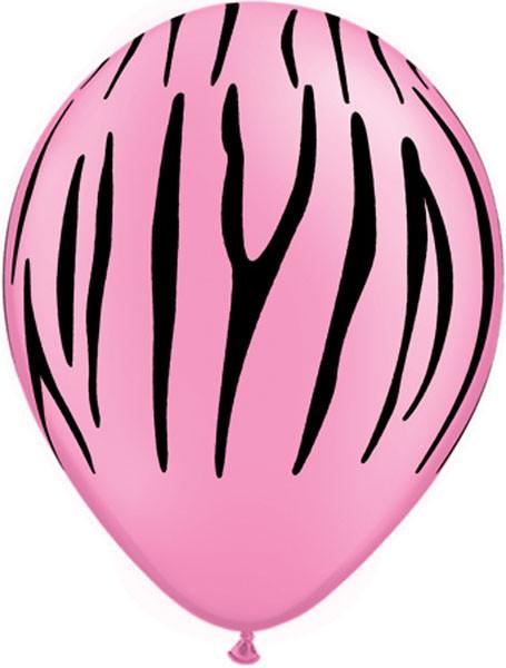 11" / 28cm Zebra Stripes Neon Pink Qualatex #76890-1