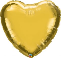 36″ / 91cm Solid Colour Heart Metallic Gold Qualatex #78451