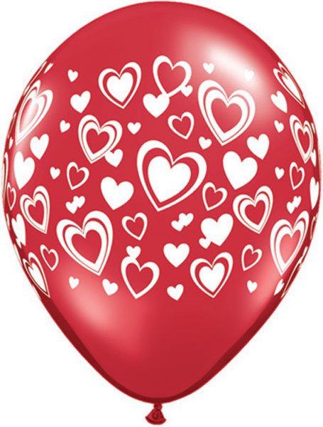 11" / 28cm Double Hearts Ruby Red Qualatex #90569-1