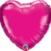 18" / 46cm Solid Colour Heart Magenta Qualatex #99335