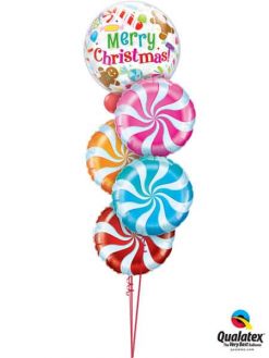 Bukiet 601 Merry Christmas Candy Swirls Qualatex #43434 17355 17360 17362 64329