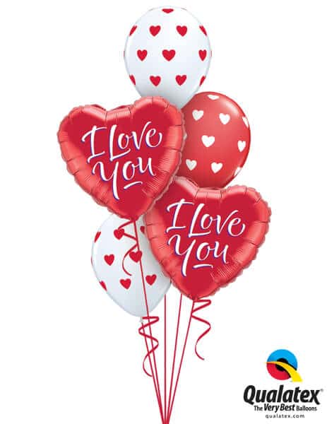 Bukiet 644 Red & White Valentine's Hearts Qualatex #29133-2 76928-2