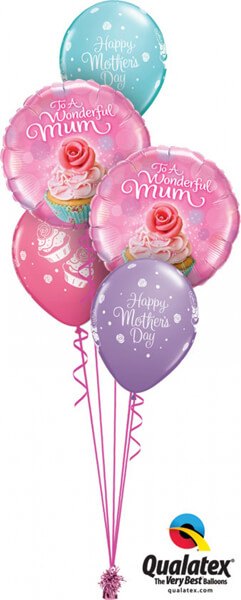 Bukiet 394 To A Wonderful Mum Cupcake Qualatex #90585-2 11978-3
