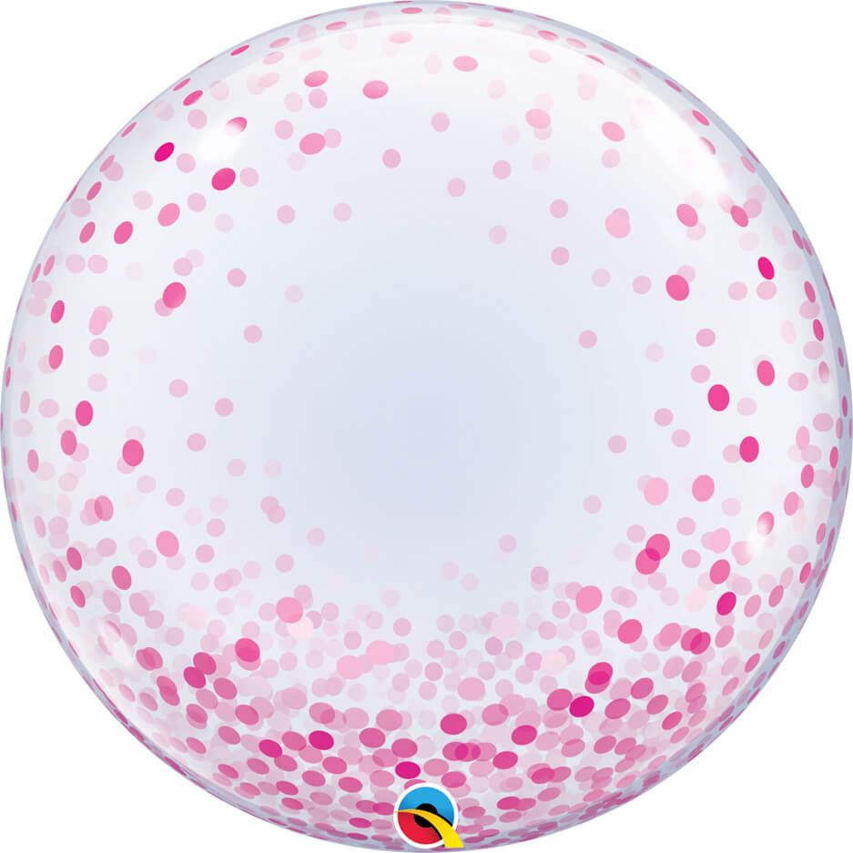 24″ / 61cm Deco Bubble Pink Confetti Dots Qualatex #57790