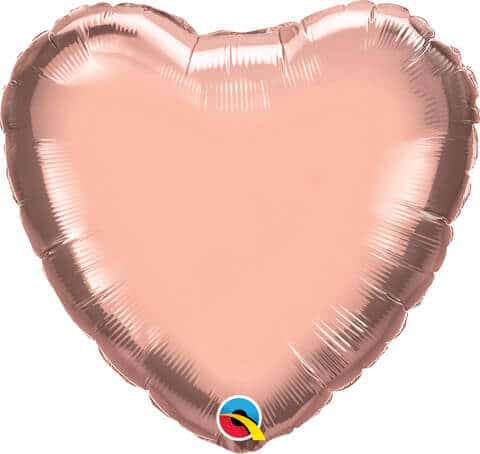 18" / 46cm Solid Colour Heart Rose Gold Qualatex #57047