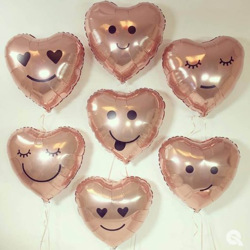 18" / 46cm Solid Colour Heart Rose Gold Qualatex #57047
