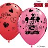 11" / 28cm Disney Mickey & Minnie I Love You Asst of Red, Rose Qualatex #23186-1