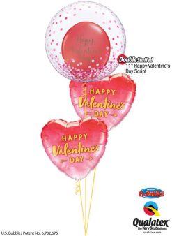 Bukiet 773 Pink Confetti "Happy Valentine's Day!" Qualatex #57790 48203-2 78539-2