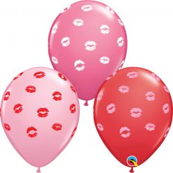 11" / 28cm 6szt Kissey Lips Asst of Red, Pink, Rose Qualatex #10627