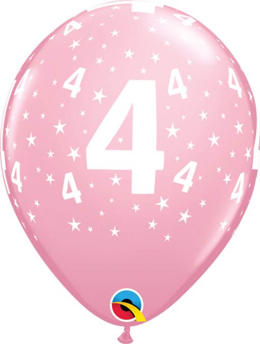 11" / 28cm 6szt Stars #4-A-Round Pink Qualatex #17835