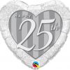 18" / 46cm Happy 25th Damask Heart Qualatex #49109