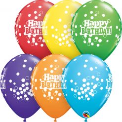 11" / 28cm Birthday Confetti Dots Bright Rainbow Asst. Qualatex #52962-1