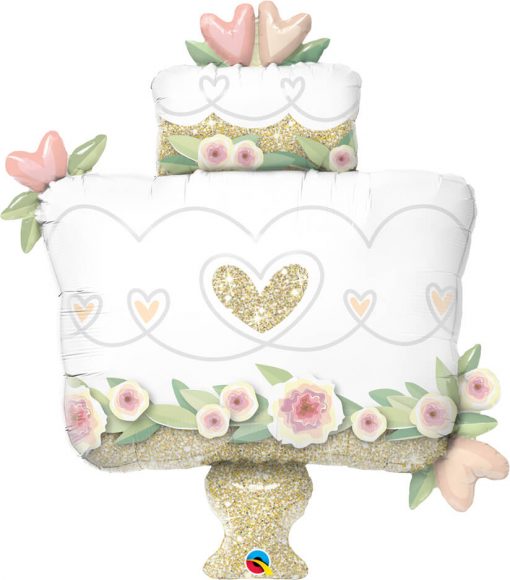38" / 96cm Glitter Gold Wedding Cake Qualatex #57377