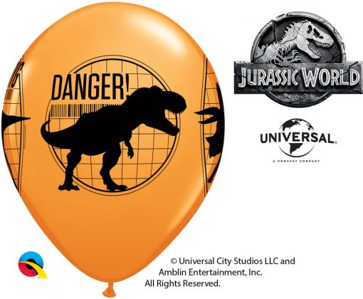 11" / 28cm Jurassic World: Fallen Kingdom Asst of Red, Yellow, Orange Qualatex #80790-1