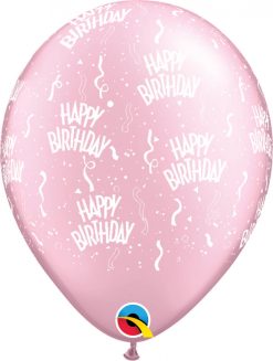 11" / 28cm Birthday-A-Round Diamond Pearl Pink Qualatex #82091-1