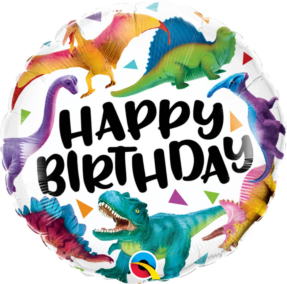 18" / 46cm Birthday Colorful Dinosaurs Qualatex #97382