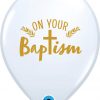 11" / 28cm On Your Baptism Cross White Qualatex #10655-1
