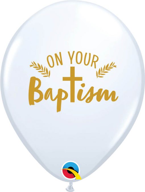 11" / 28cm On Your Baptism Cross White Qualatex #10655-1