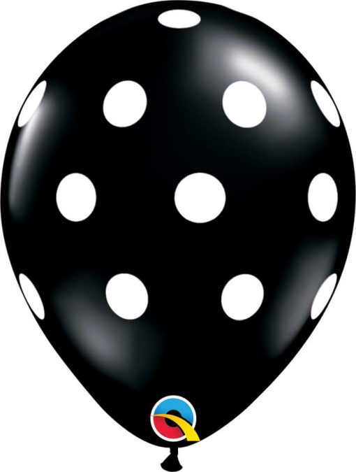 11" / 28cm Big Polka Dots Asst of Onyx Black, Jewel Magenta Qualatex #14218-1