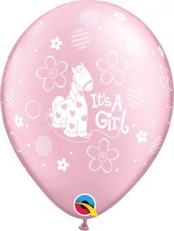 11" / 28cm It's A Girl - Soft Pony Pearl Pink Qualatex #14515-1