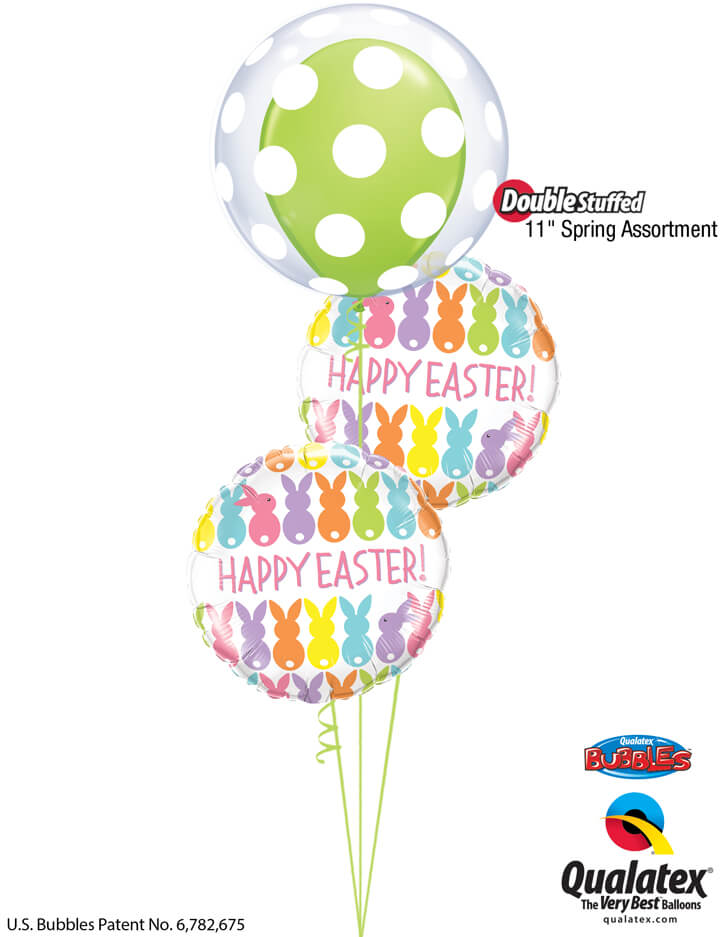 Bukiet 890 Happy Easter Polka Dot Bubble Qualatex #16872 82201-2 48955-1