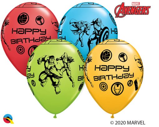 11" / 28cm MARVEL'S Avengers Assemble™ Birthday Assot of Red, Lime Green, Goldenrod, Robin's Egg Blue Qualatex #18674-1