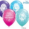 11" / 28cm Disney Frozen Birthday Asst of Wild Berry, Purple Violet, Caribbean Blue, Robin's Egg Blue Qualatex #18676-1