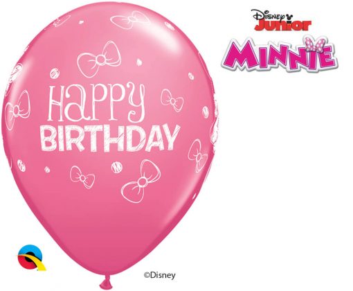 11" / 28cm Disney Minnie Mouse Birthday Asst of Wild Berry, Pink, Rose Qualatex #18686-1