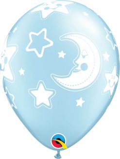 11" / 28cm Baby Moon & Stars Pearl Light Blue Qualatex #24941-1