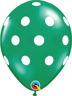 11" / 28cm Big Polka Dots Asst of Lime Green, Ruby Red, Emerald Green Qualatex #33231-1