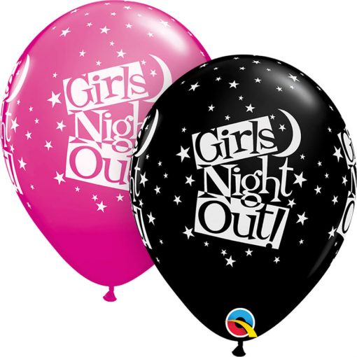 11" / 28cm Girls Night Out Stars Asst of Wild Berry, Onyx Black Qualatex #36986-1