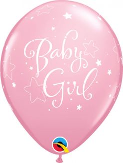 11" / 28cm 6szt Baby Girl Stars Pink Qualatex #43003