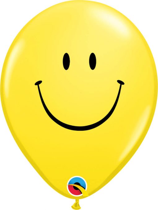 11" / 28cm 6szt Smile Face Yellow Qualatex #43009