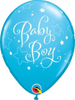11" / 28cm Baby Boy Stars Asst of Dark Blue, Robin's Egg Blue Qualatex #51787-1