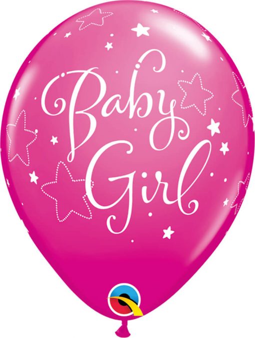 11" / 28cm Baby Girl Stars Asst of Wild Berry, Pink Qualatex #51814-1