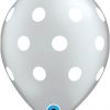 11" / 28cm Big Polka Dots Silver Qualatex #52956-1