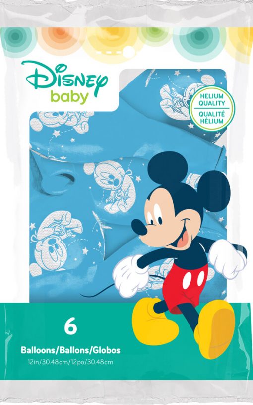 12" / 30cm 6szt Disney Baby Mickey Stars Pale Blue Qualatex #53550