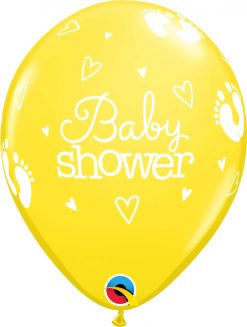 11" / 28cm Baby Shower Footprints & Hearts Pastel Asst Qualatex #54163-1