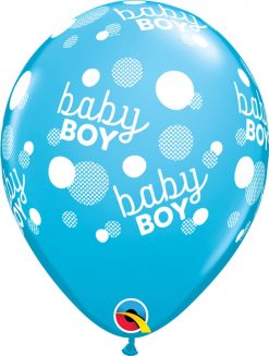 11" / 28cm Baby Boy Dots-A-Round Asst of Pale Blue, Robin's Egg Blue Qualatex #55988-1