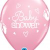 11" / 28cm Baby Shower Footprints & Hearts Pink Qualatex #58370-1