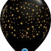 11" / 28cm Stars-a-Round Onyx Black w/Gold Ink Qualatex #80596-1