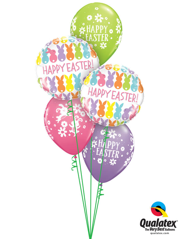 Bukiet 883 Happy Easter Bunnies & Daisies Qualatex #82201-2 57815-3