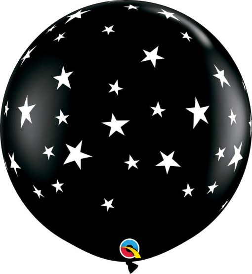 3' / 91cm Contempo Stars-A-Round Onyx Black Qualatex #88280-1