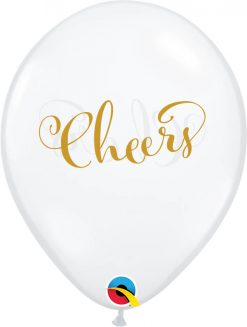 11" / 28cm Simply Cheers Diamond Clear w/Gold Ink Qualatex #90957-1