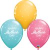 11" / 28cm Mother's Day Petite Polka Dots Asst of Caribbean Blue, Rose, Goldenrod Qualatex #57182-1