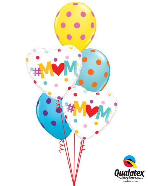Bukiet 892 Mother's Day Pretty Polka Dots & Hearts Qualatex #82204-2 10240-3